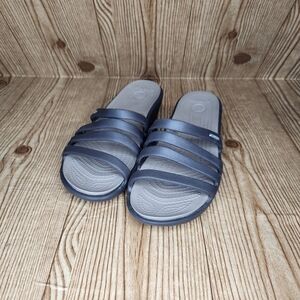 Crocs Women's Size US 8 Rhonda Wedge Strappy‎ Sandal Slip On Logo Brown Comfy